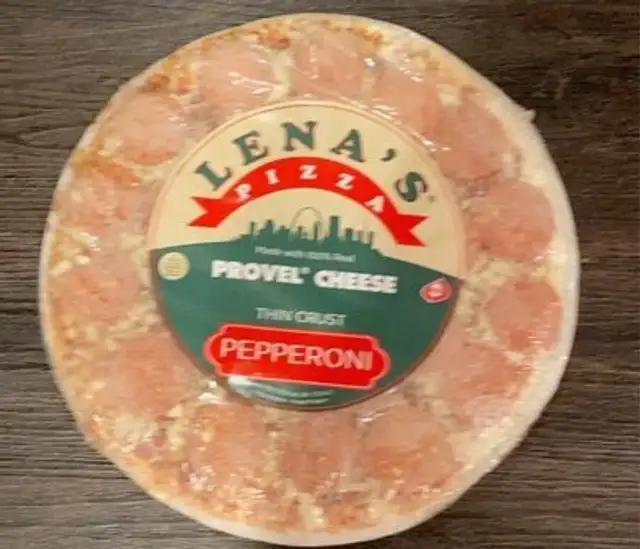 Lena's pepperoni provel cheese thin crust pizza