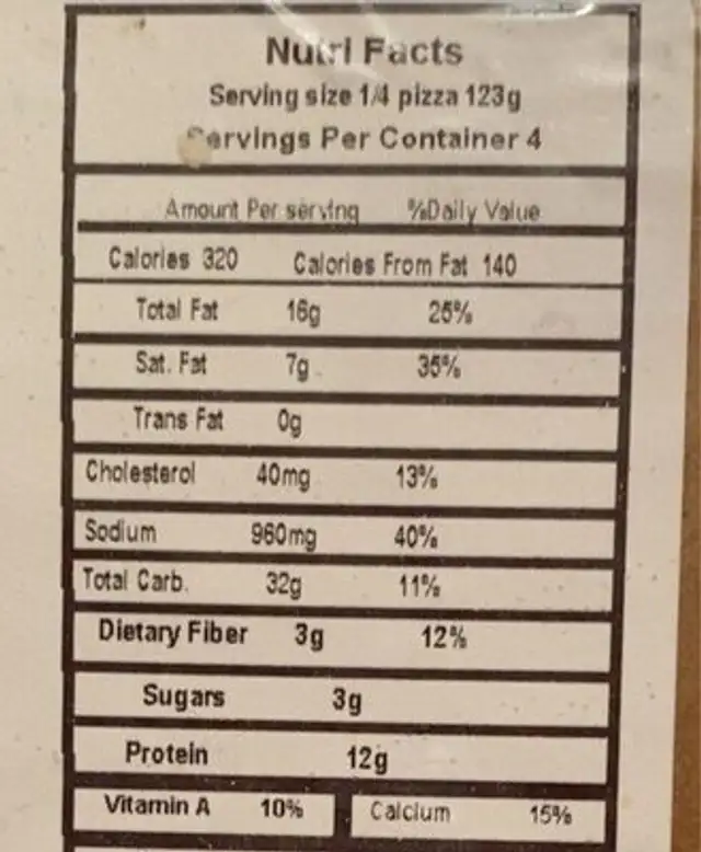 Lena's pepperoni provel cheese thin crust pizza nutrition facts table