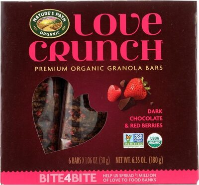 Natures path bar love crunch chocolate red front packaging