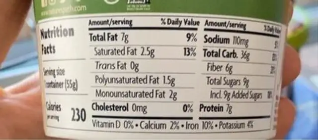Organic Coconut Cashew Hot Cereal nutrition facts table