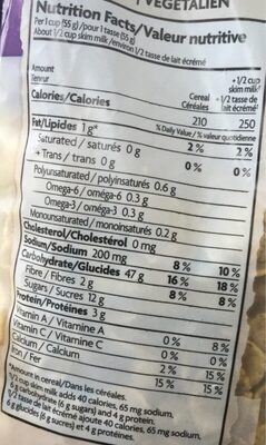 Mesa Sunrise With Raisins Cereal nutrition facts table