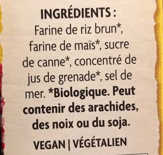 Whole O's Cereal ingredients label