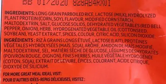 Riz D'accompagnement Vite Et Bon (jardinière ) ingredients label