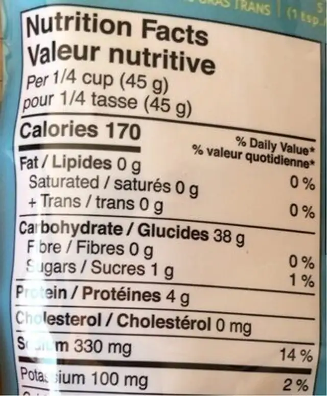 rice with natural flavours spanish style nutrition facts table
