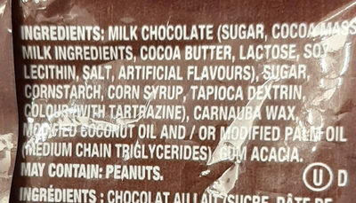 M&M's Milk Chocolate Candies ingredients label