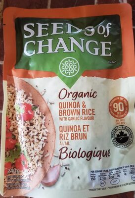 Organic Quinoa & Brown Rice with Garlic Flavour front packaging