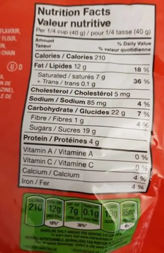 M & M'S M & M'S Peanut Butter Chocolate Candies nutrition facts table