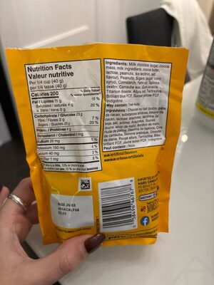 Peanut M&M Holiday Blend nutrition facts table