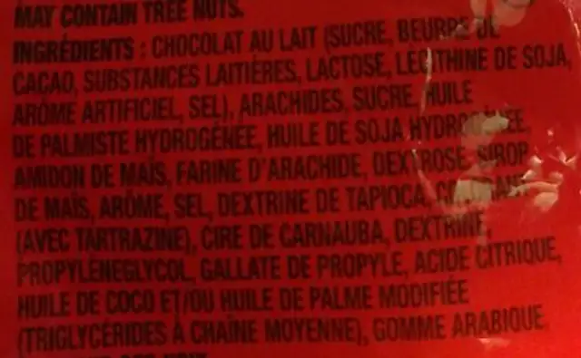 M &M'S Bonbons Au Chocolat Au Lait Beurre D'arachide ingredients label