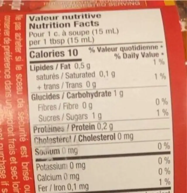 Pindjur roasted pepper paste nutrition facts table