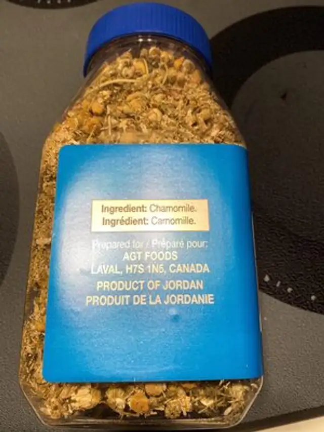 Tisane en feuilles camomille ingredients label