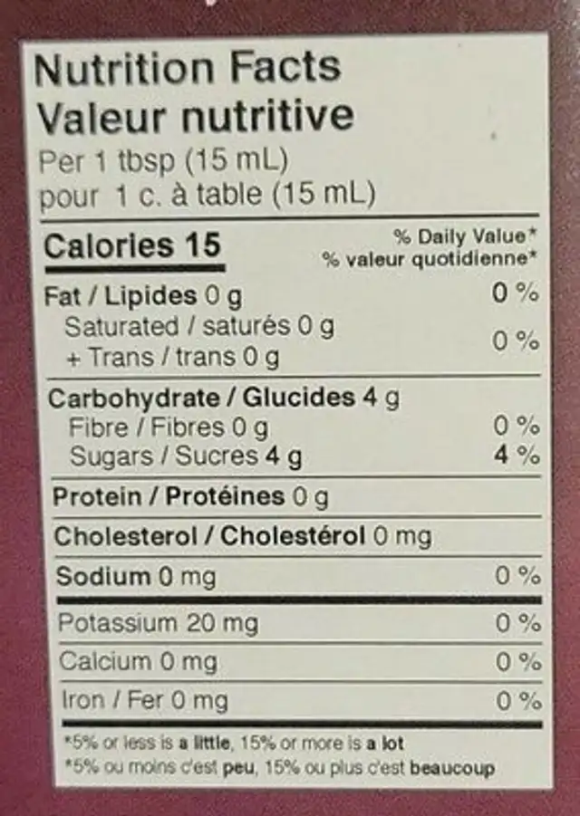 Balsamic Vinegar of Modena Organic nutrition facts table