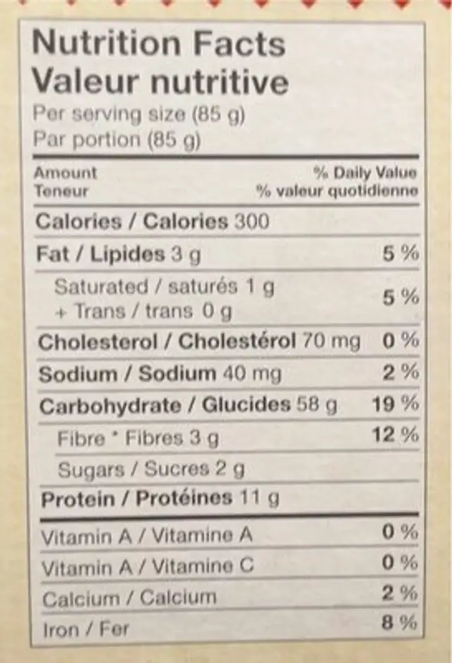Country Style Pasta CAVATELLI nutrition facts table