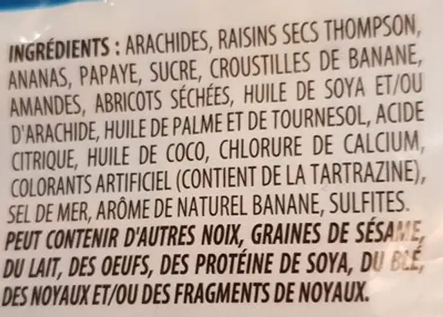 Mélange du Randonneur ingredients label