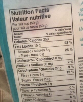 Zen blenz nutrition facts table