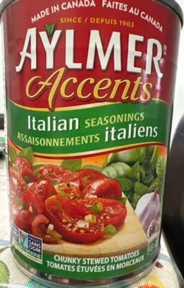 AYLMER Accents ingredients label