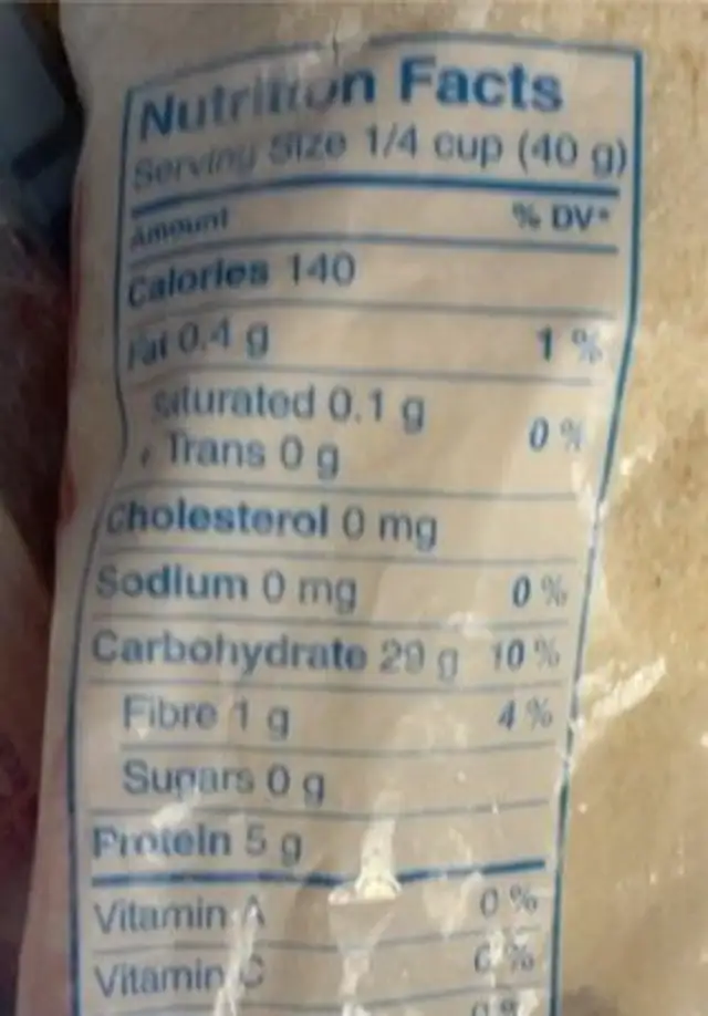 Wheatlets nutrition facts table