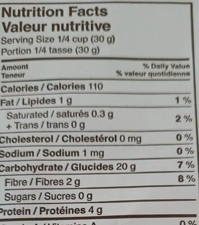 Golden temple atta nutrition facts table