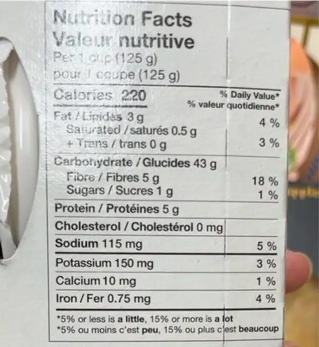 Minute rice - Brun à grains entiers nutrition facts table