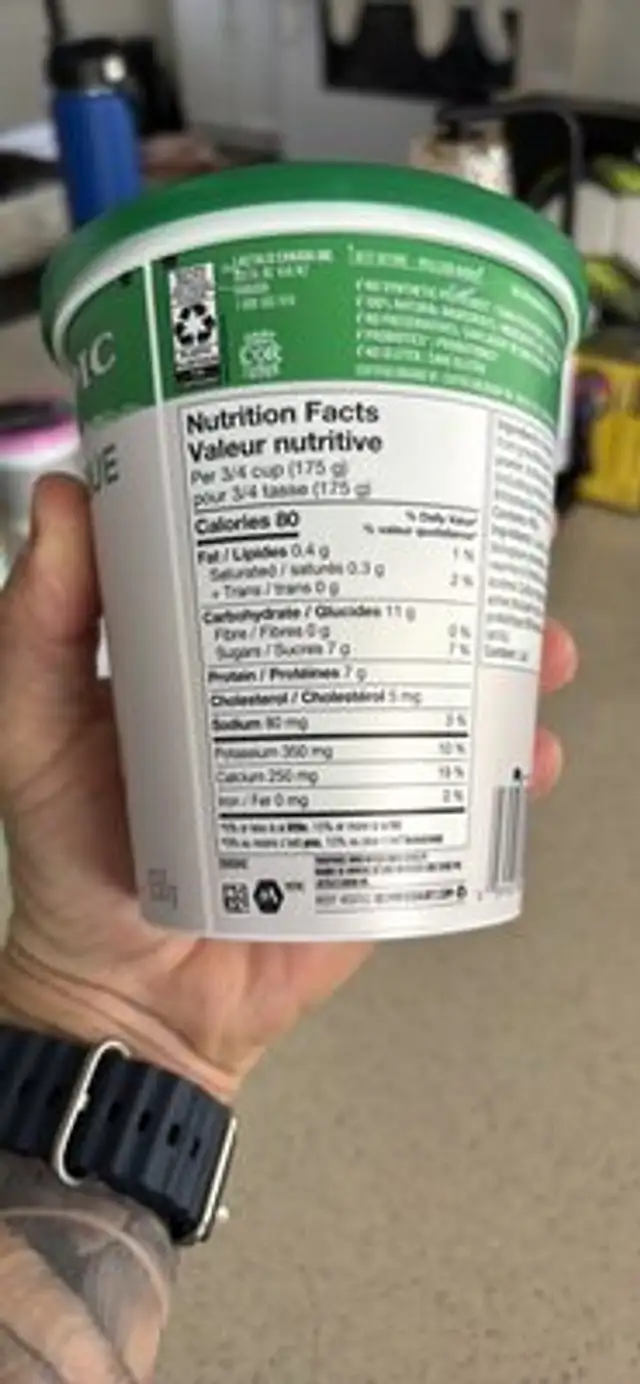 Plain Yogurt nutrition facts table