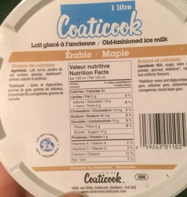 Lait glacé a l'ancienne érable