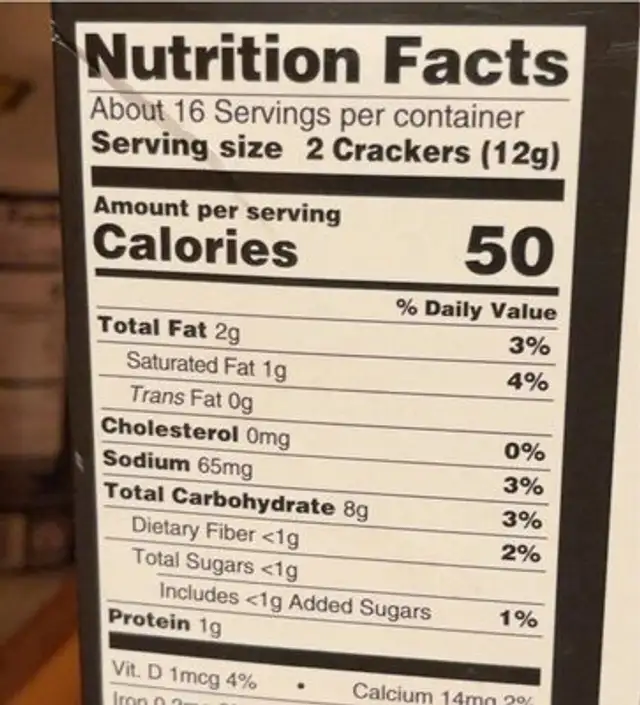 Assorted biscuits for cheese nutrition facts table