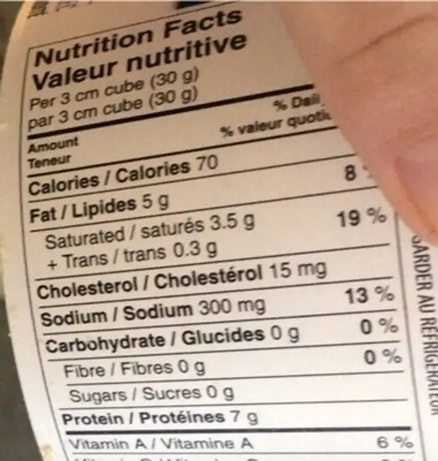 Feta traditionnel nutrition facts table