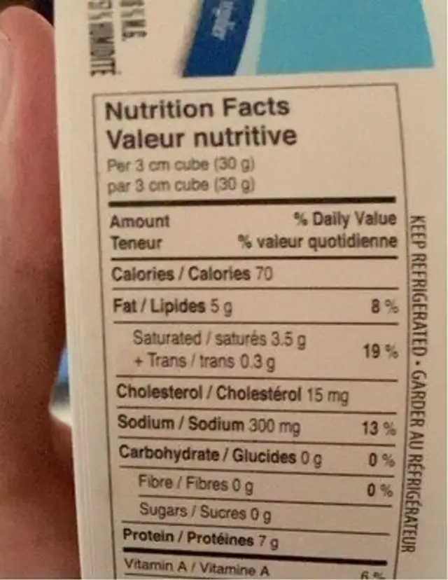 Feta Traditionnel nutrition facts table