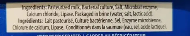 Feta ingredients label
