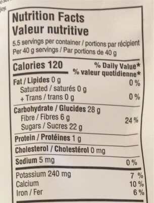 Sundried figs nutrition facts table