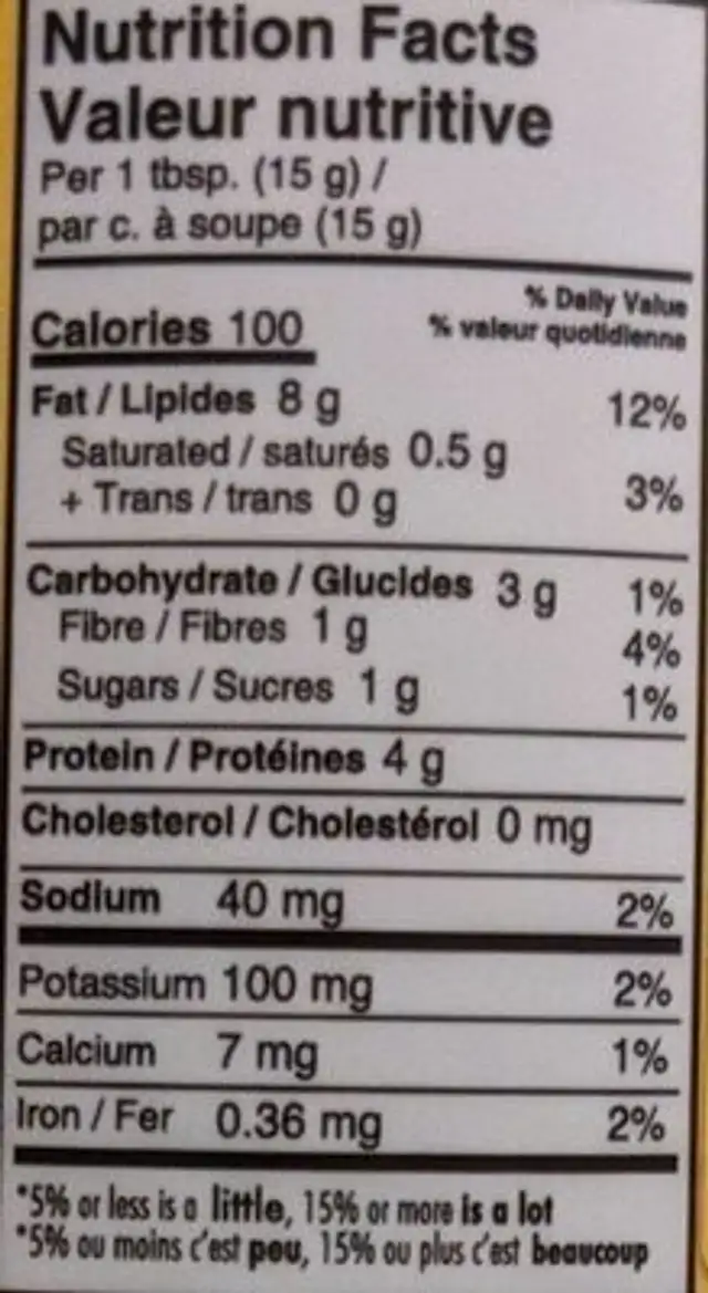 Organic Peanut Butter crunchy salted nutrition facts table