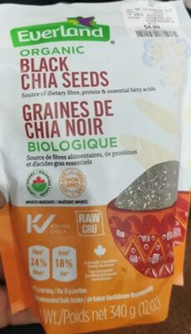 Black chia seeds nutrition facts table