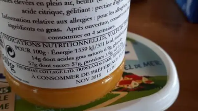 Thursday Cottage Passionfruit Curd nutrition facts table