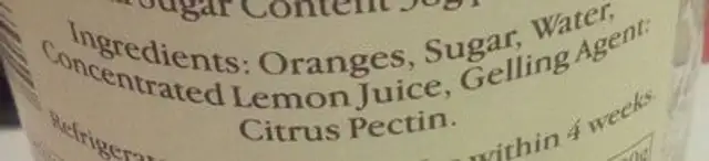 Reduced sugar orange marmalade medium cut ingredients label