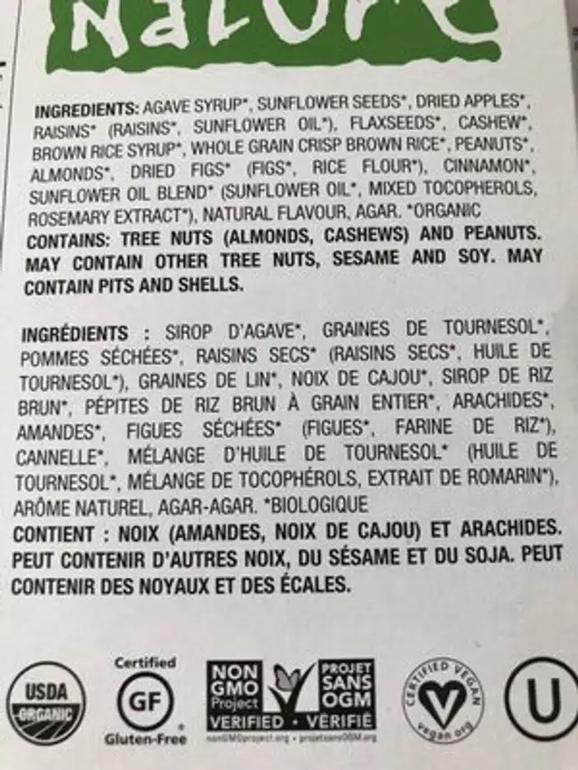 Niagara Apple Country ingredients label