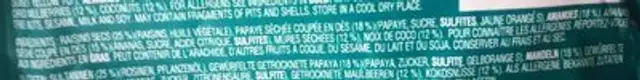 Tropical fruit ingredients label