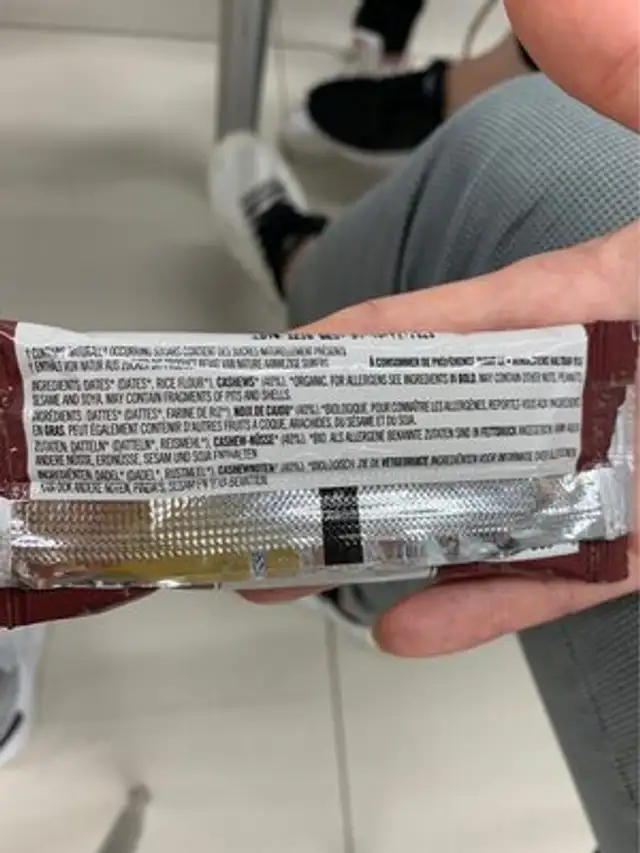 Barre ingredients label