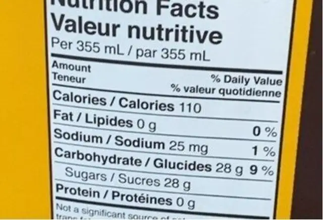 Gold peak nutrition facts table
