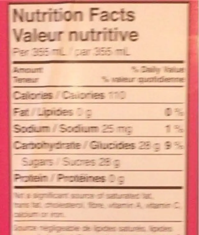 Gold Peak Tea nutrition facts table