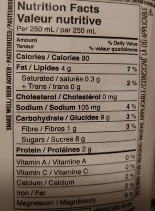 Simply almond nutrition facts table