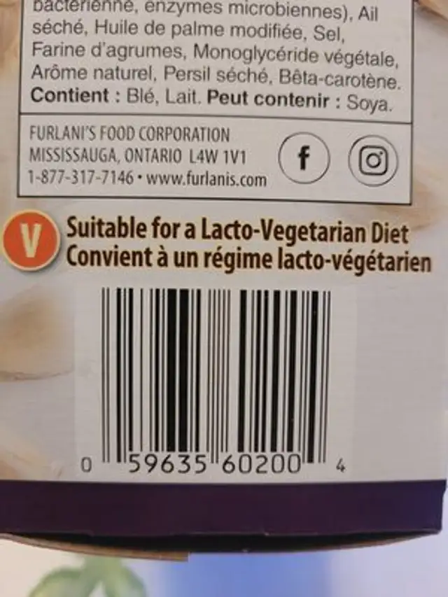 Baguettines parm breadsticks ingredients label