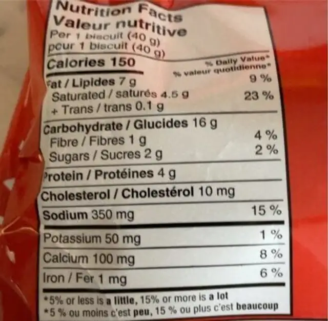 Aged Cheddar & Garlic Biscuits nutrition facts table