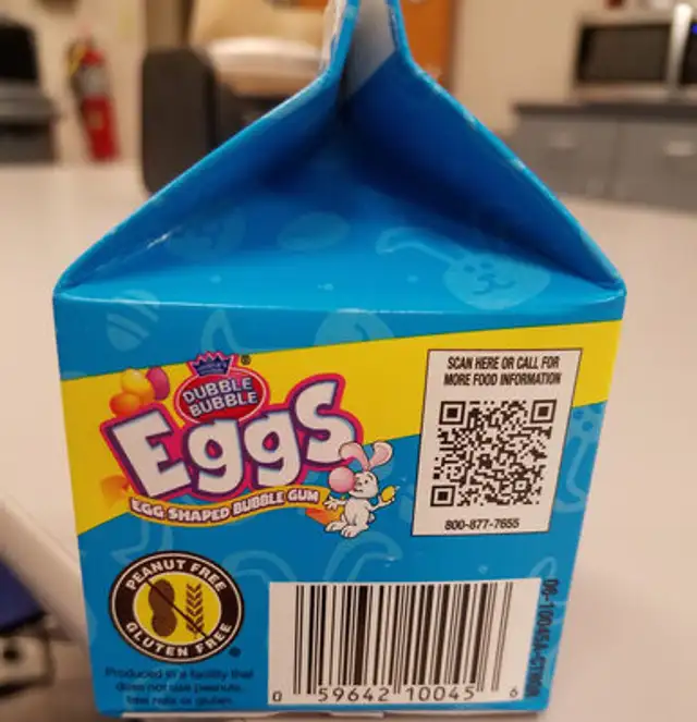 Dubble bubble, egg shaped bubble gum ingredients label
