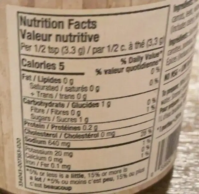 Luda Bouillon de légumes nutrition facts table