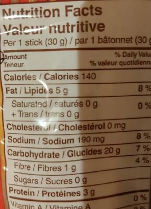 Taralli barese nutrition facts table