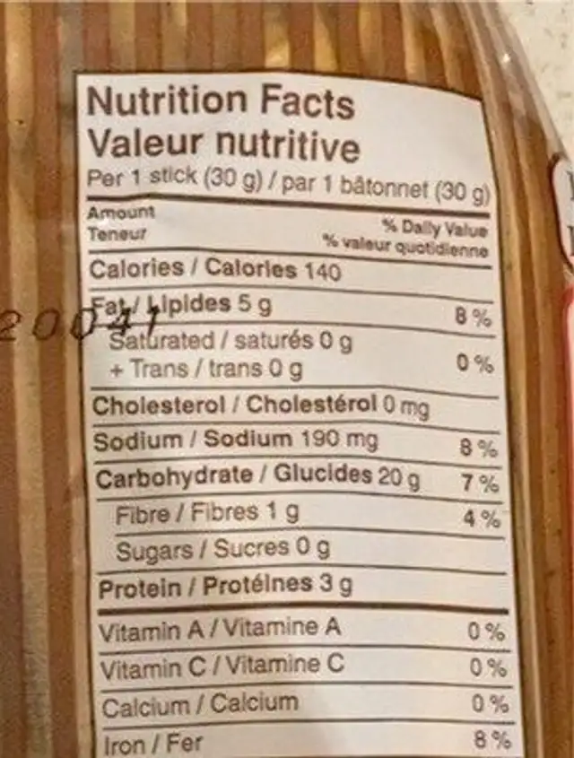 Taralli baresi nutrition facts table