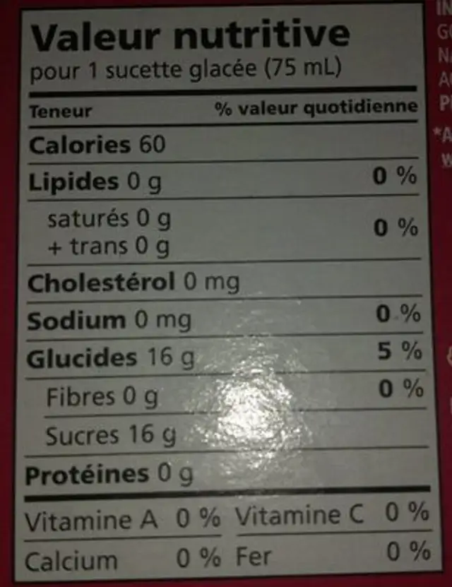 Assortiment orbital pop sicle nutrition facts table