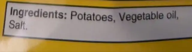 Regular nature ingredients label