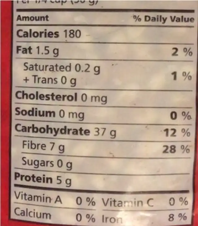 Mais à eclater nutrition facts table