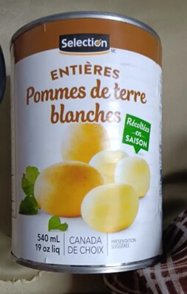 Pommes de terre blanches ingredients label